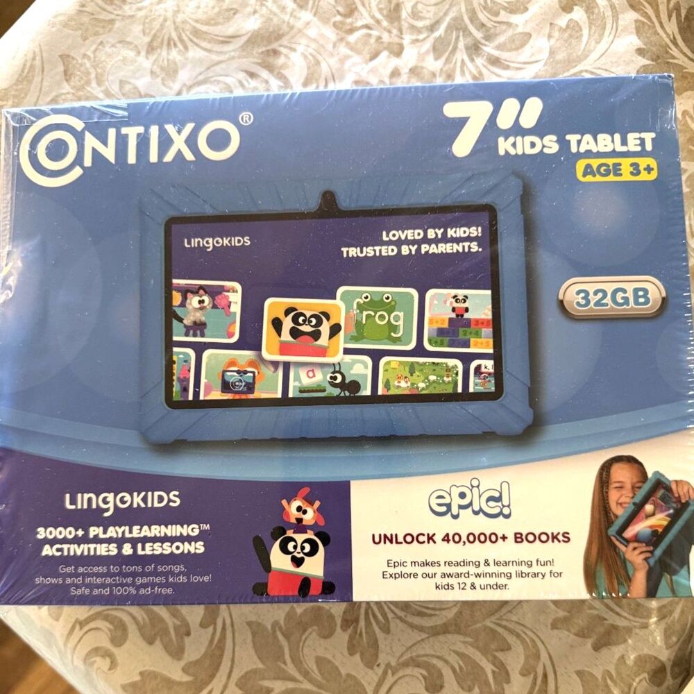 NWT LingoKids Contixo 7" Tablet Wireless Android Dual Camera 32GB Ages 3+